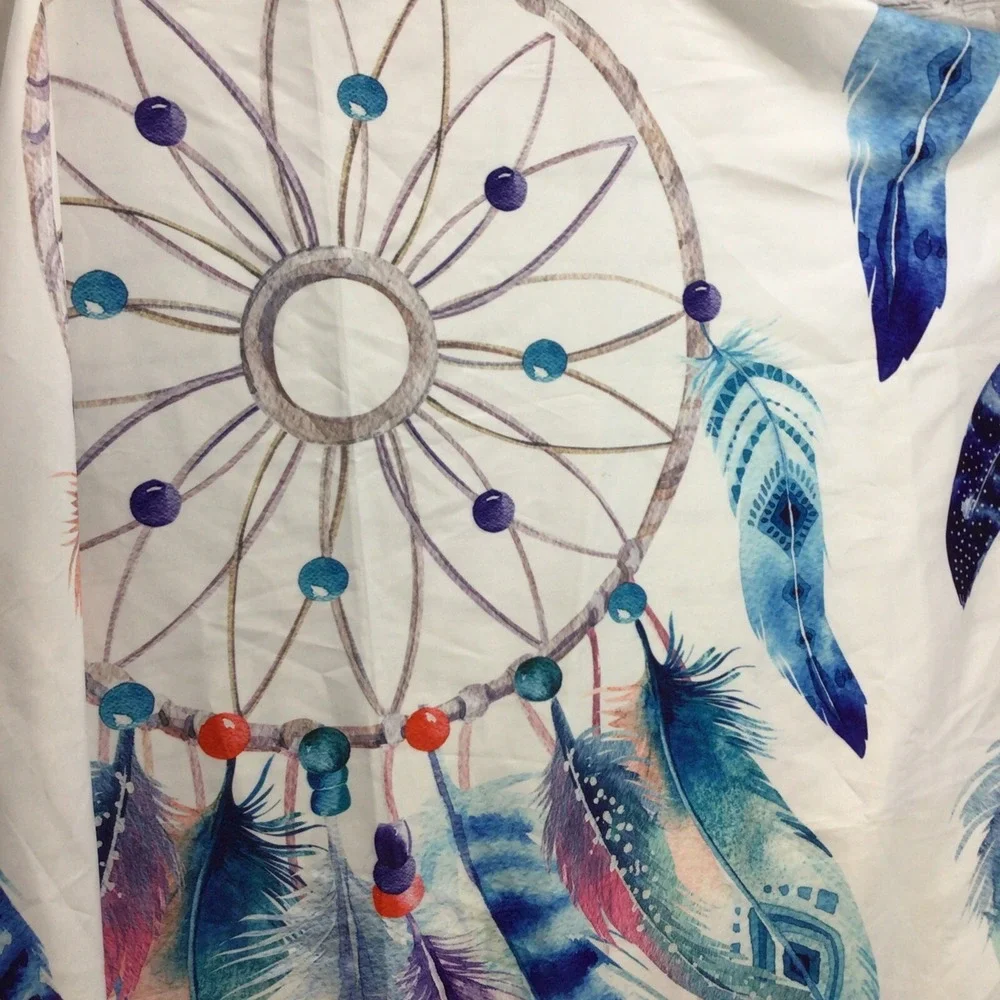 Dreamcatcher Wall Hanging Boho  Curtain Beautiful Feathers Colors White